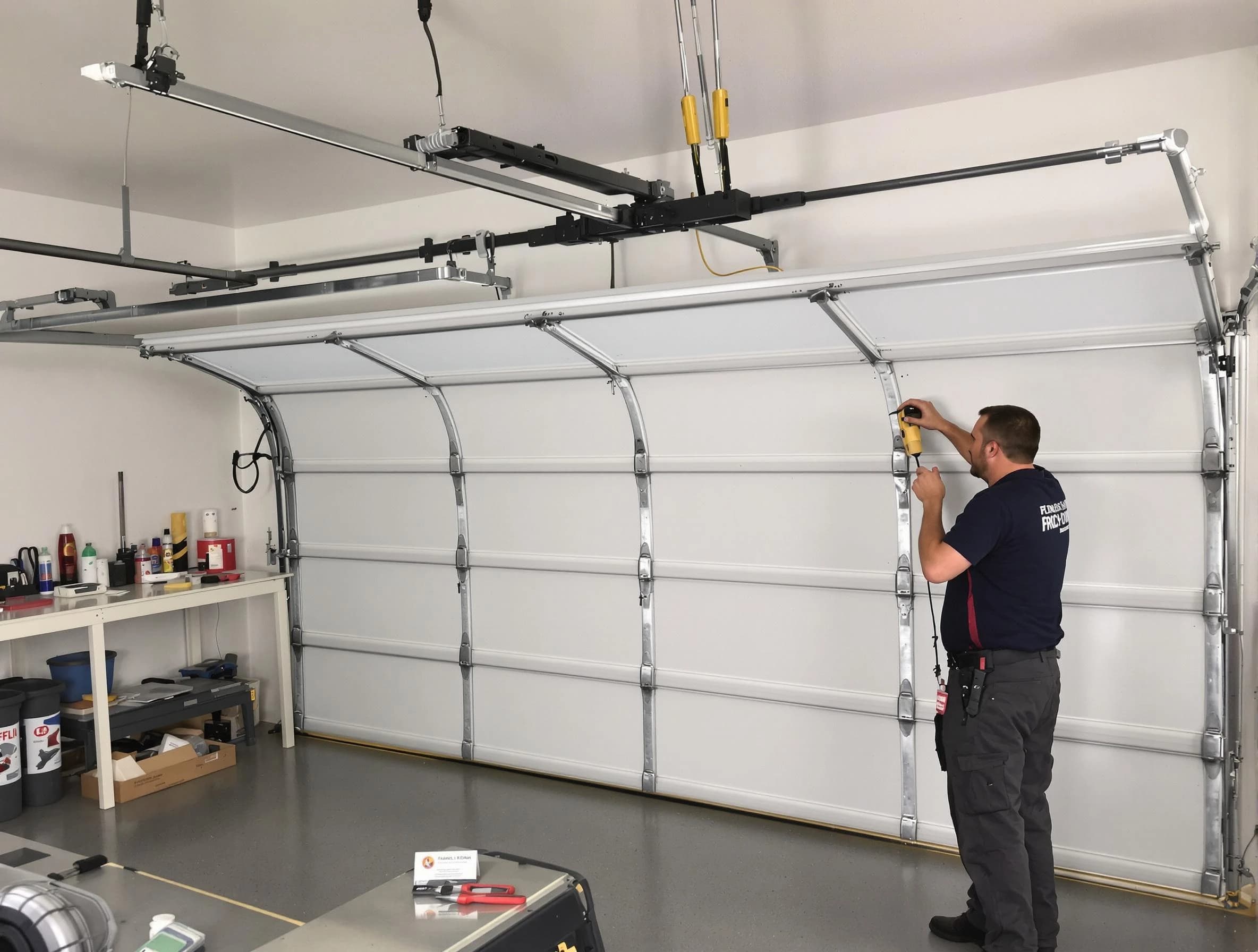 King George Garage Door Repair certified technician performing overhead door system repair in King George