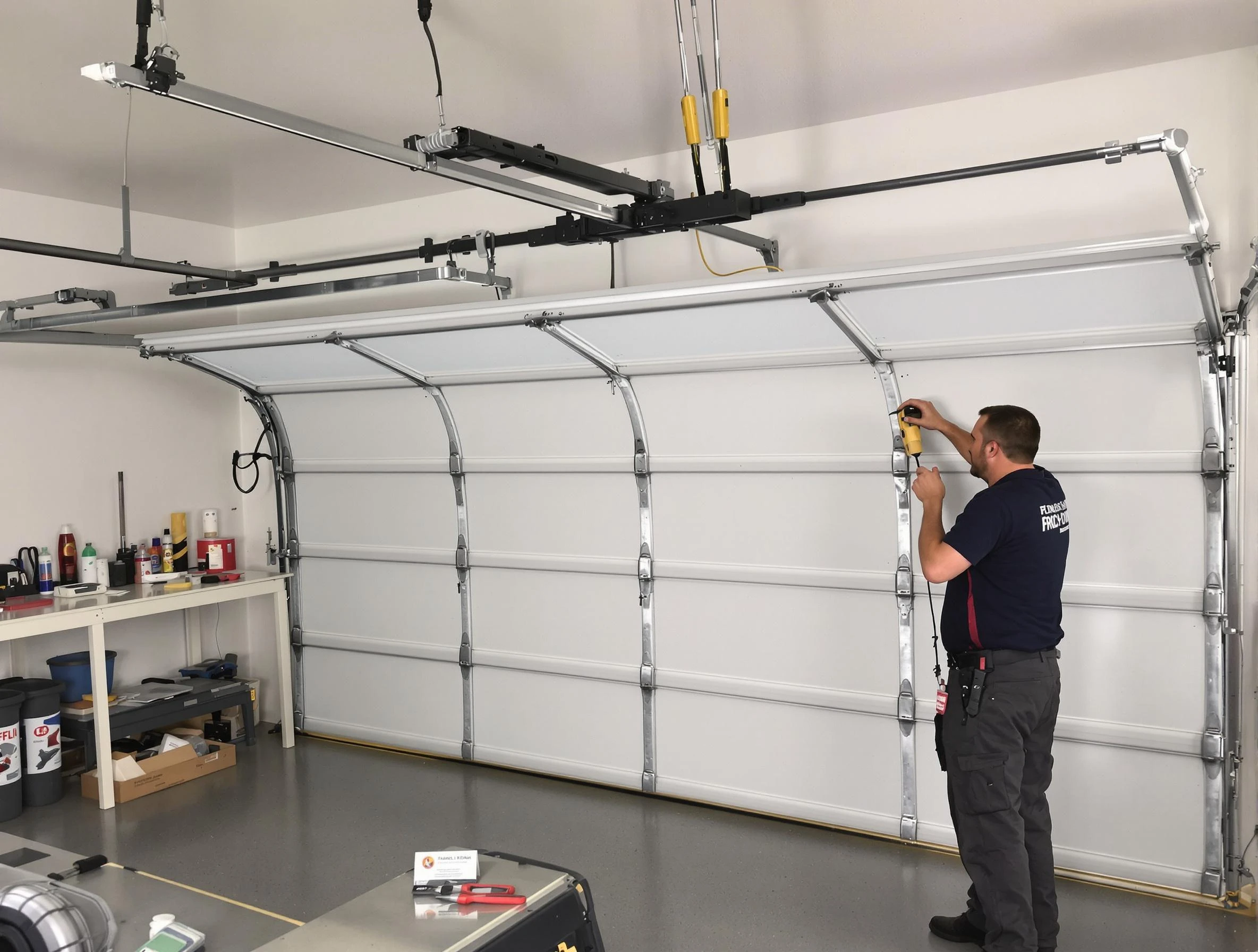 King George Garage Door Repair certified technician performing overhead door system repair in King George